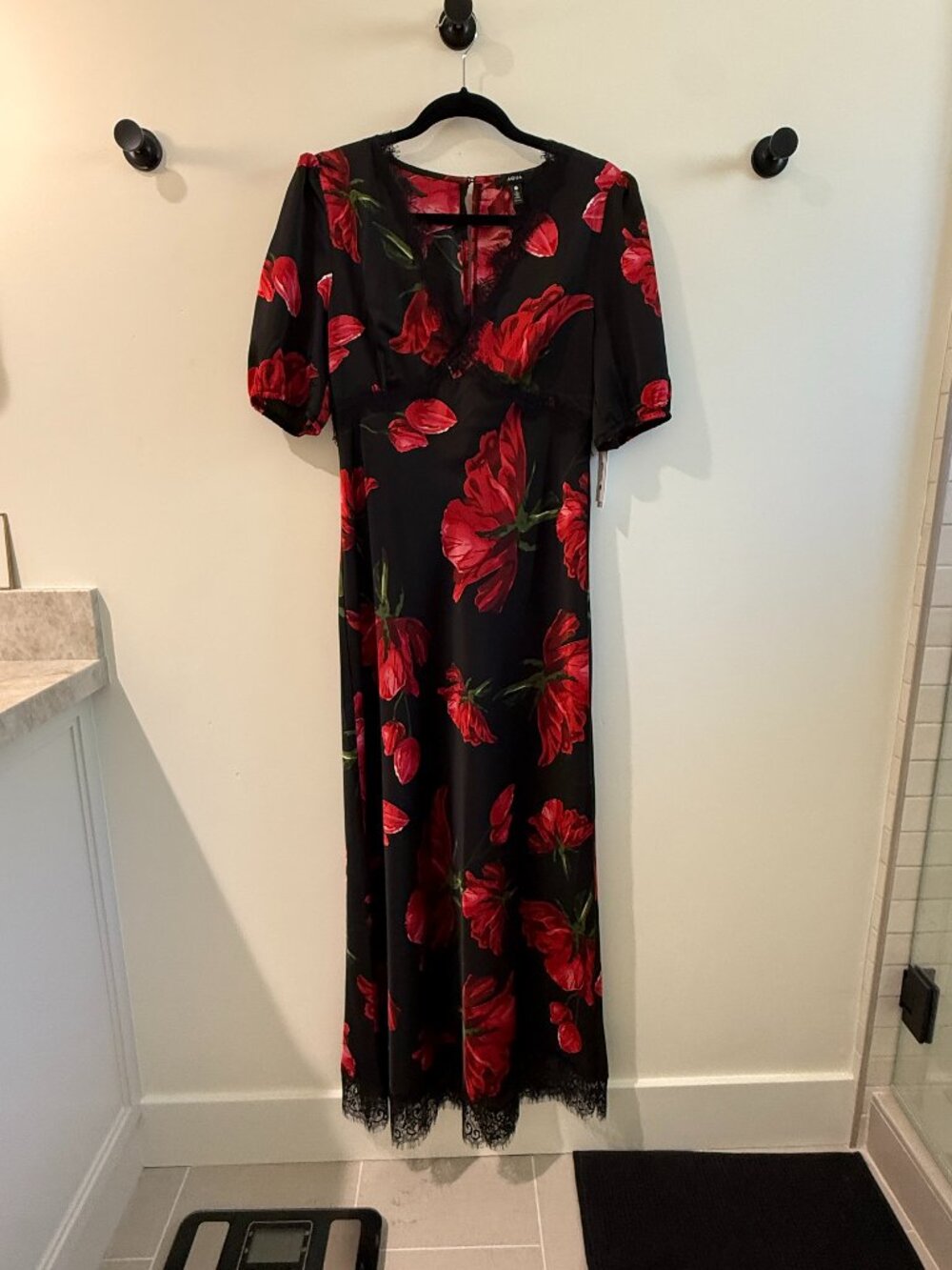 AQUA Rose Print Dress